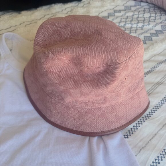 Coach Signature Bucket Hat Pink Jacquard Monogram Logo Print - Picture 2 of 5